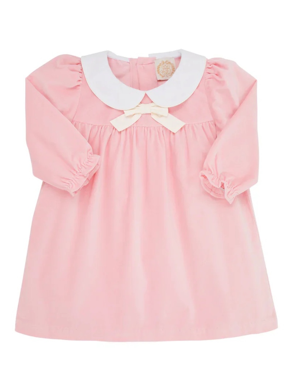 TBBC Long Sleeve Banks Bow Dress (Velveteen) Sandpearl Pink with Palmetto Pearl